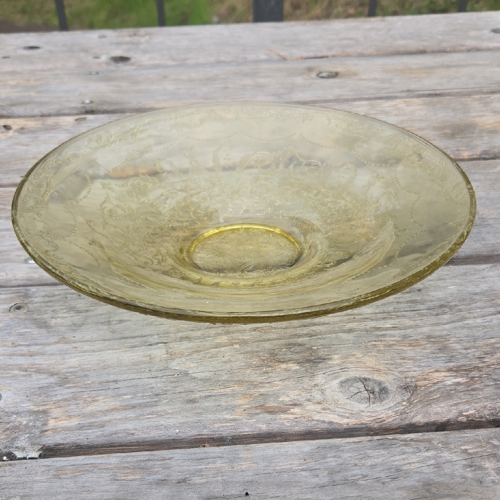 Madrid Pattern Depression Glass Yellow Decorative Bowl - Federal Glass